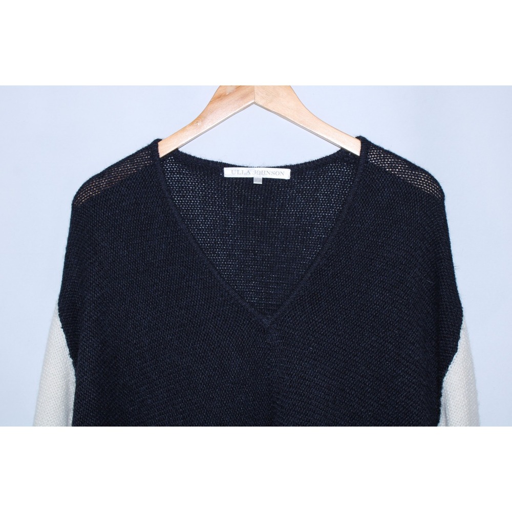 Ulla Johnson Women's Navy Blue White V-Neck Sweater Size Small - Picture 2 of 9